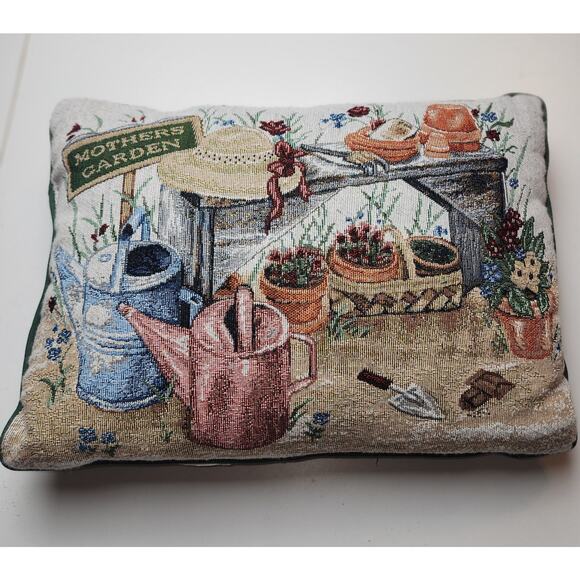 Mother's Garden Throw Tapestry Pillow cottage core country prairie 17x12 - Picture 1 of 4
